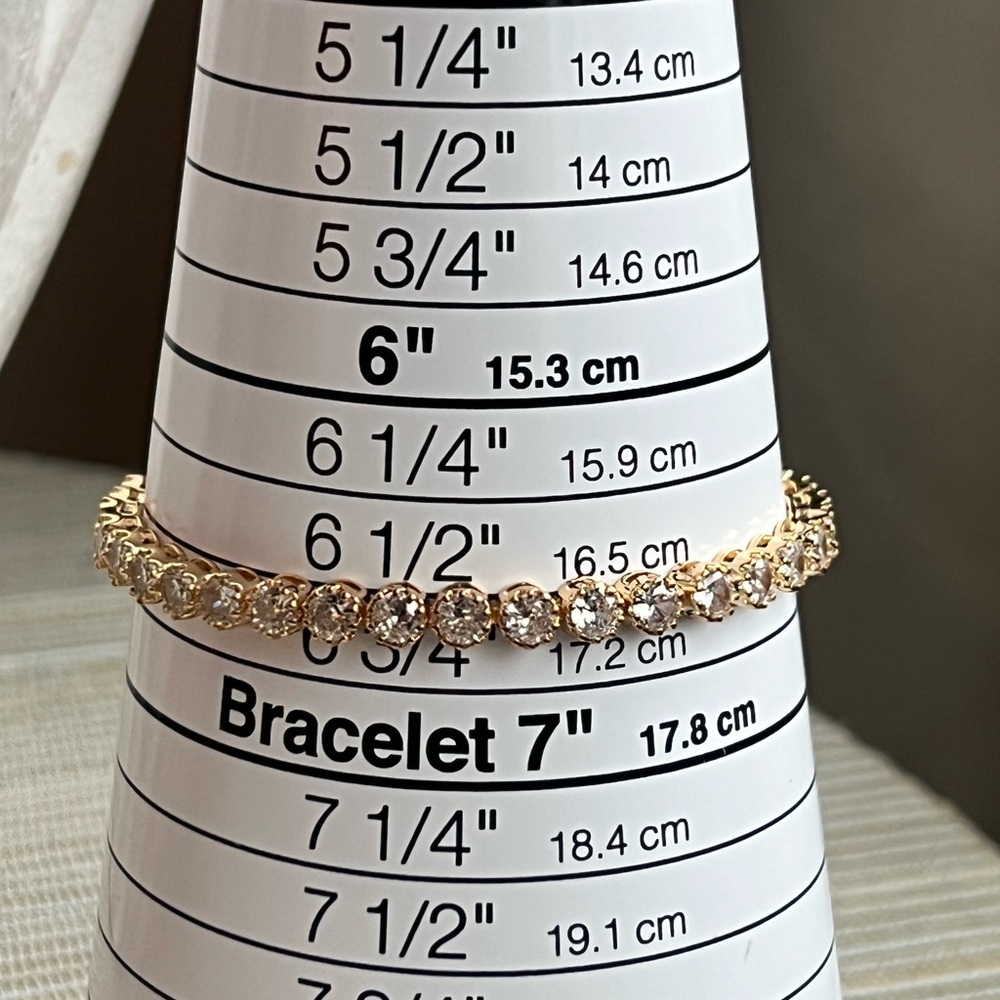 Gold round cz stone tennis Bracelet - Picture 4 of 5